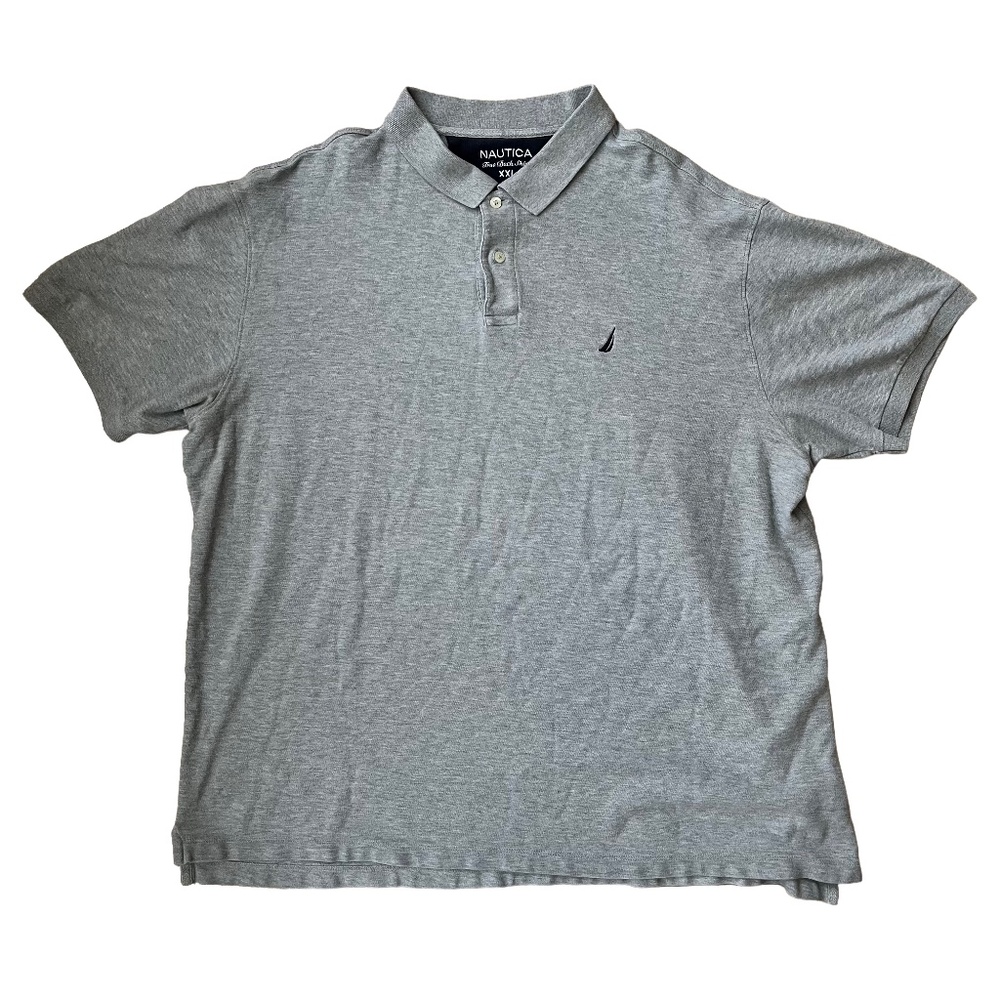 Nautica Mens Size‎ XX-Large 1/4 Button Front Polo Shirt Gray Short Sleeve Logo